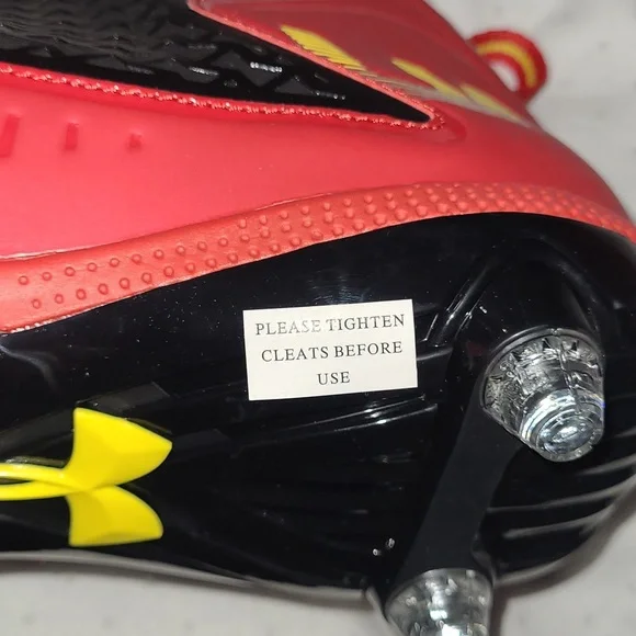 Under Armour Men's Football Cleats- Size 13.5 (color- Black/Red/Yellow) - Picture 5 of 9